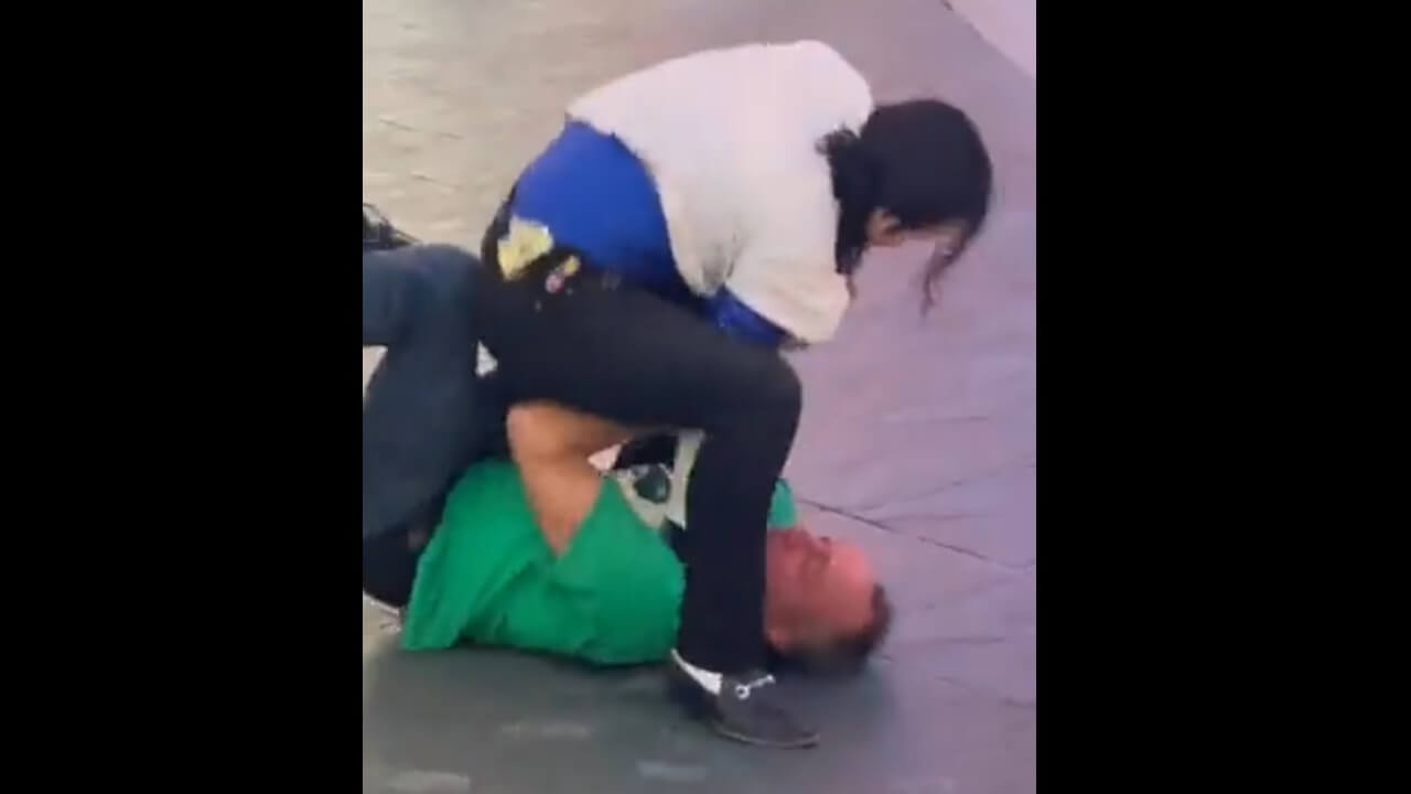 A Michael Jackson impersonator engaged in fisticuffs while defending himself against a drunken man