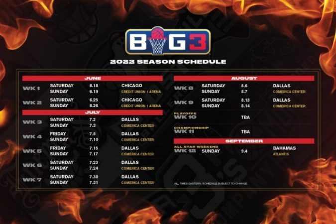 BIG3 Announces 2022 Schedule
