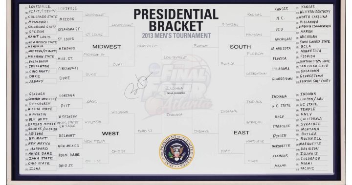President Barack Obama's Signed 2013 NCAA Tournament Bracket Expected to Fetch $20K in Auction