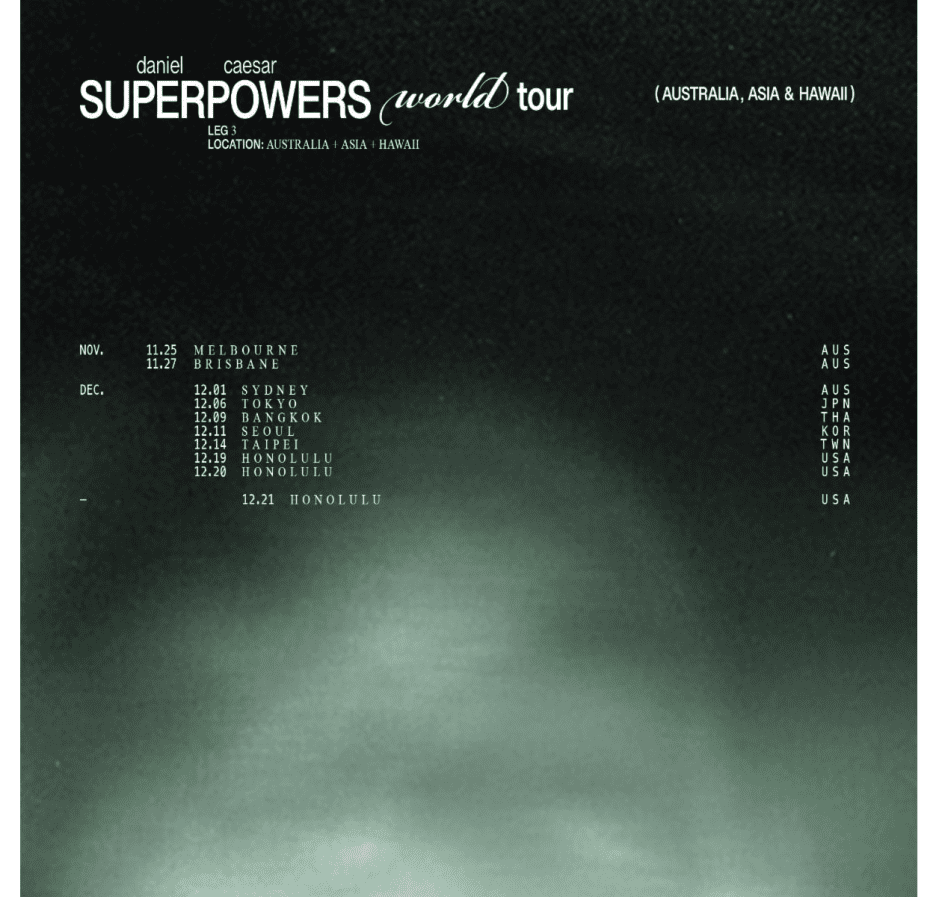 Daniel Caesar Announces Third Leg of 'Superpowers World Tour'