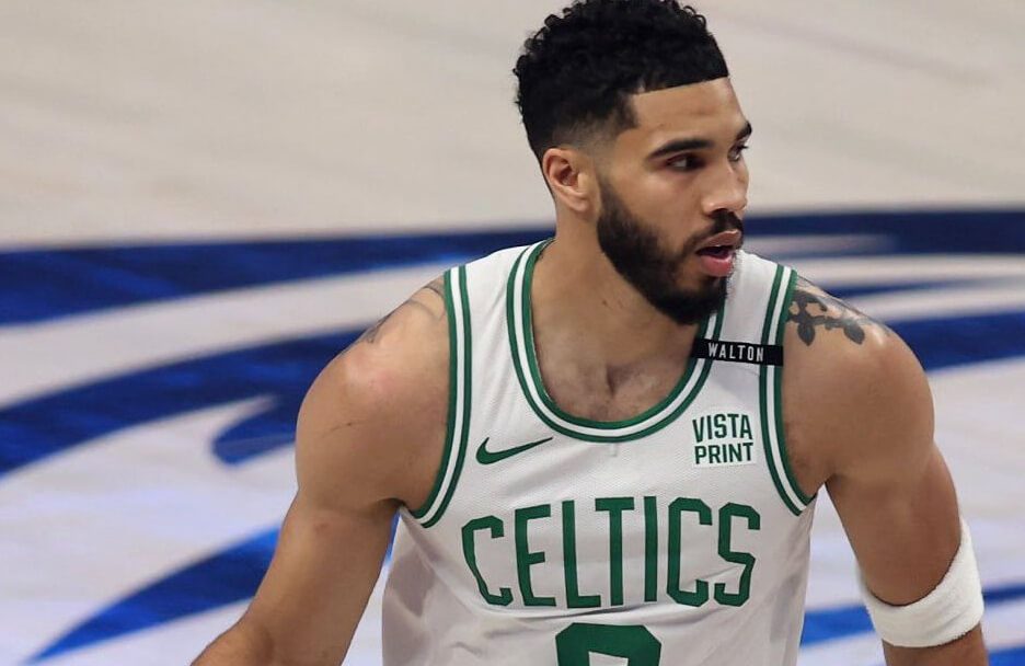 Boston Celtics' Jayson Tatum Seen Playing In Howard University Jordan Brand Sneakers During NBA Finals