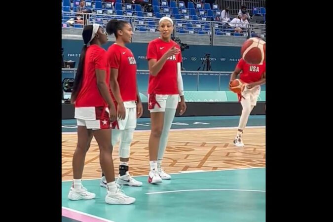 Brittney Griner Reacts To Sign Saying Team USA Will 'Need Caitlin Clark' To Beat Japan