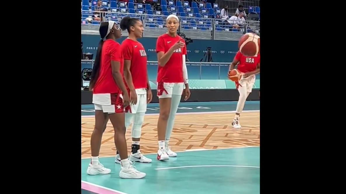 Brittney Griner Reacts To Sign Saying Team USA Will 'Need Caitlin Clark' To Beat Japan