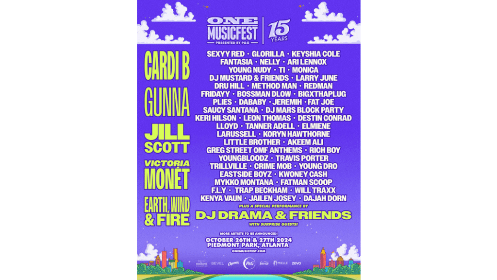 ONE Musicfest Celebrates 15th Anniversary October 26th & 27th at Piedmont Park in Atlanta