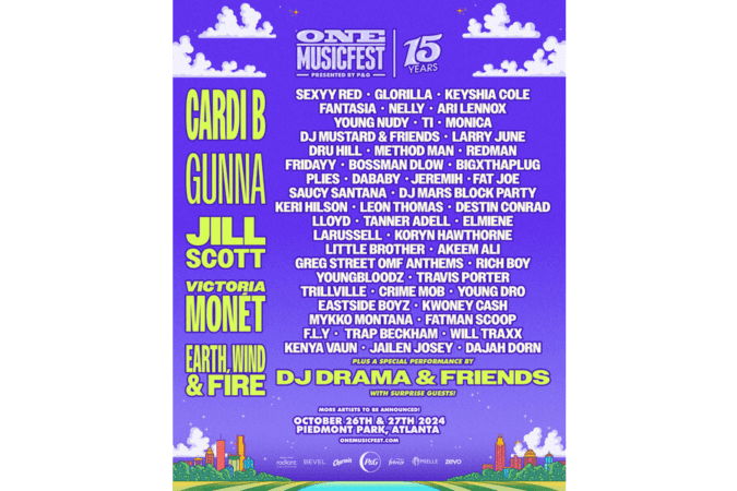 ONE Musicfest Celebrates 15th Anniversary October 26th & 27th at Piedmont Park in Atlanta