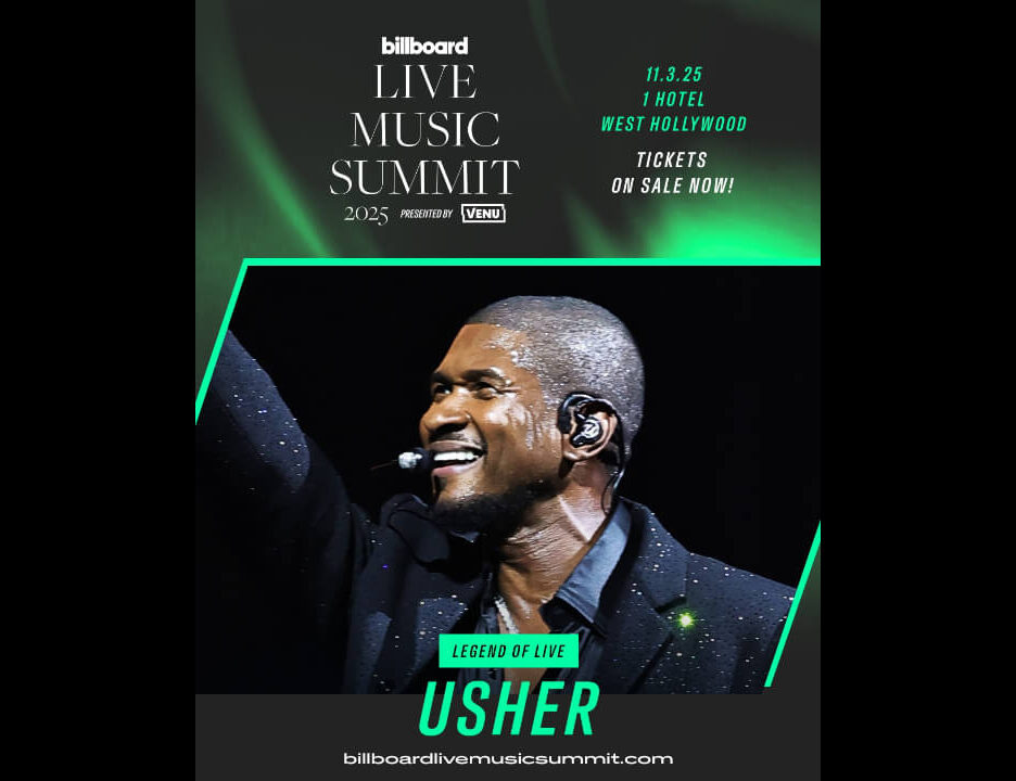 USHER Will Be the Legend of Live Honoree at 2025 Billboard Live Music Summit Taking Place November 3, 2025